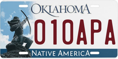 OK license plate 010APA