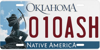 OK license plate 010ASH