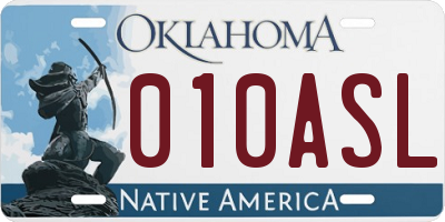 OK license plate 010ASL