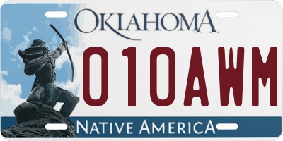 OK license plate 010AWM