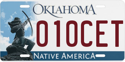 OK license plate 010CET
