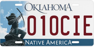 OK license plate 010CIE