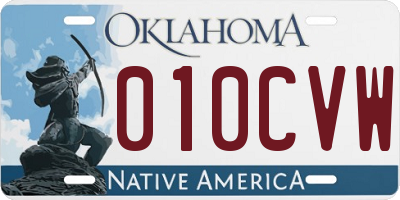 OK license plate 010CVW