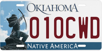 OK license plate 010CWD