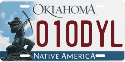 OK license plate 010DYL