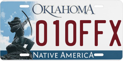 OK license plate 010FFX