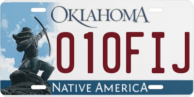 OK license plate 010FIJ