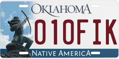 OK license plate 010FIK