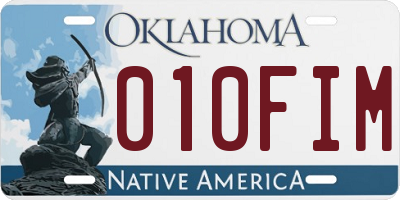 OK license plate 010FIM