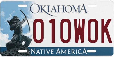 OK license plate 010WOK