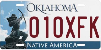 OK license plate 010XFK