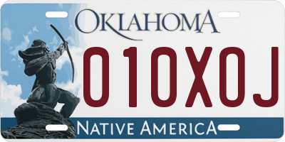 OK license plate 010XOJ