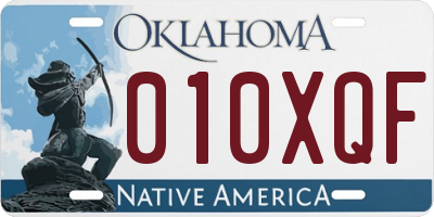 OK license plate 010XQF