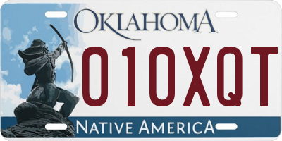 OK license plate 010XQT