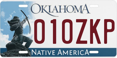 OK license plate 010ZKP