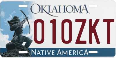 OK license plate 010ZKT