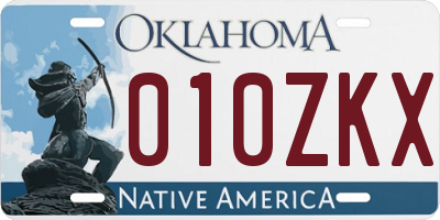 OK license plate 010ZKX