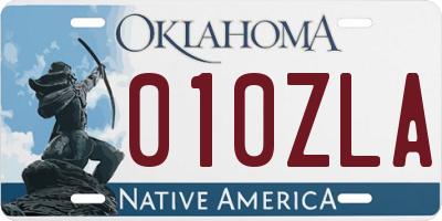 OK license plate 010ZLA