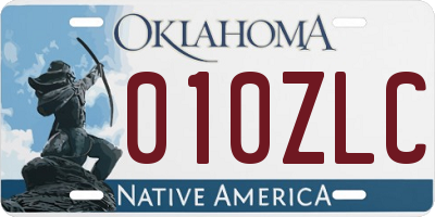 OK license plate 010ZLC