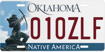 OK license plate 010ZLF