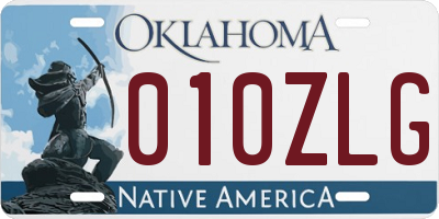 OK license plate 010ZLG