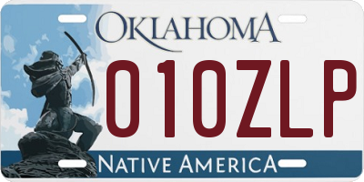 OK license plate 010ZLP