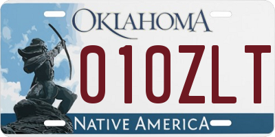 OK license plate 010ZLT