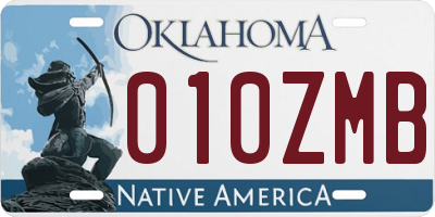 OK license plate 010ZMB