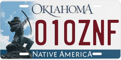 OK license plate 010ZNF