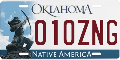 OK license plate 010ZNG