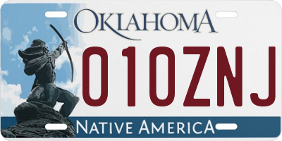 OK license plate 010ZNJ