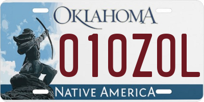 OK license plate 010ZOL