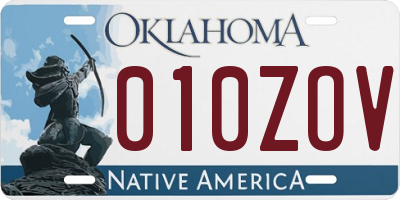 OK license plate 010ZOV