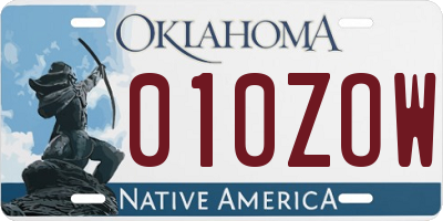 OK license plate 010ZOW