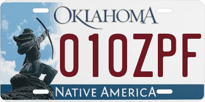 OK license plate 010ZPF