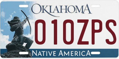 OK license plate 010ZPS