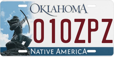 OK license plate 010ZPZ