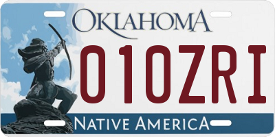 OK license plate 010ZRI