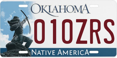 OK license plate 010ZRS
