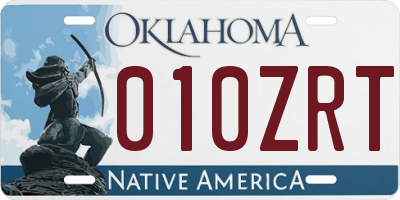 OK license plate 010ZRT