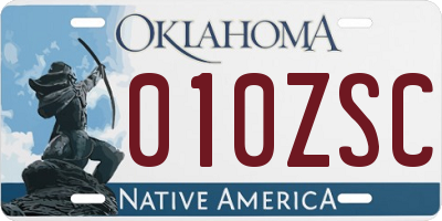 OK license plate 010ZSC