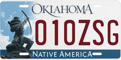 OK license plate 010ZSG