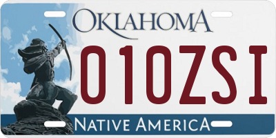 OK license plate 010ZSI