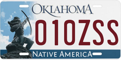OK license plate 010ZSS