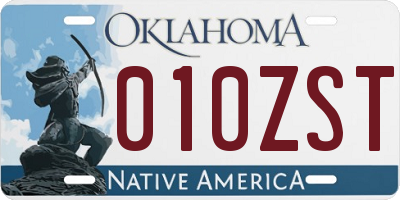 OK license plate 010ZST