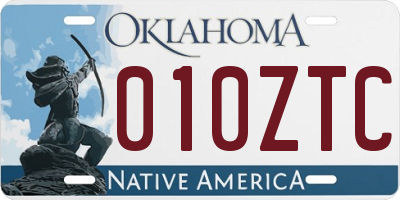 OK license plate 010ZTC