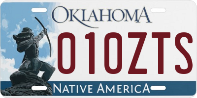 OK license plate 010ZTS