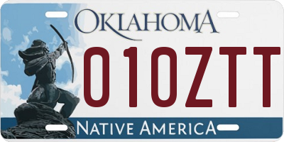 OK license plate 010ZTT