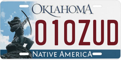 OK license plate 010ZUD