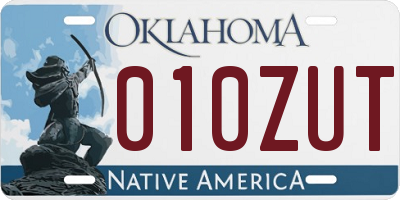 OK license plate 010ZUT